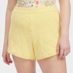 Roller Rabbit x Target  Daisy Floral Embossed Terry Drawstrings Shorts Yellow
